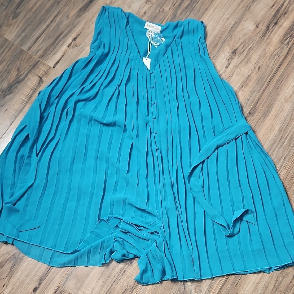 Vanilla Bay Teal Women's Sleeveless Pleated NWT Romper L - Picture 11 of 13